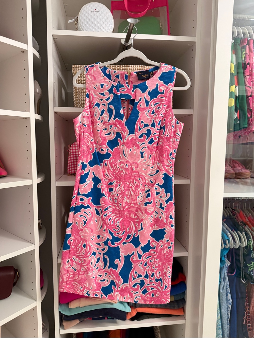 Jack by Taylor size 14 Pink & Cobalt (Lilly Pulitzer style) sleeveless dress